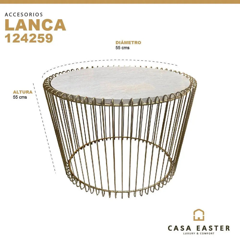 Cargue la imagen en el visor de la galería, Mesa De Centro Circular de Hierro Color Champagne LANCA -124259 CasaEaster