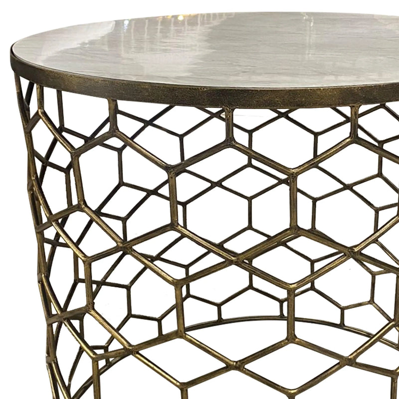 Cargue la imagen en el visor de la galería, Mesa De Centro Circular de Hierro Color Champagne LANCA -124265 CasaEaster