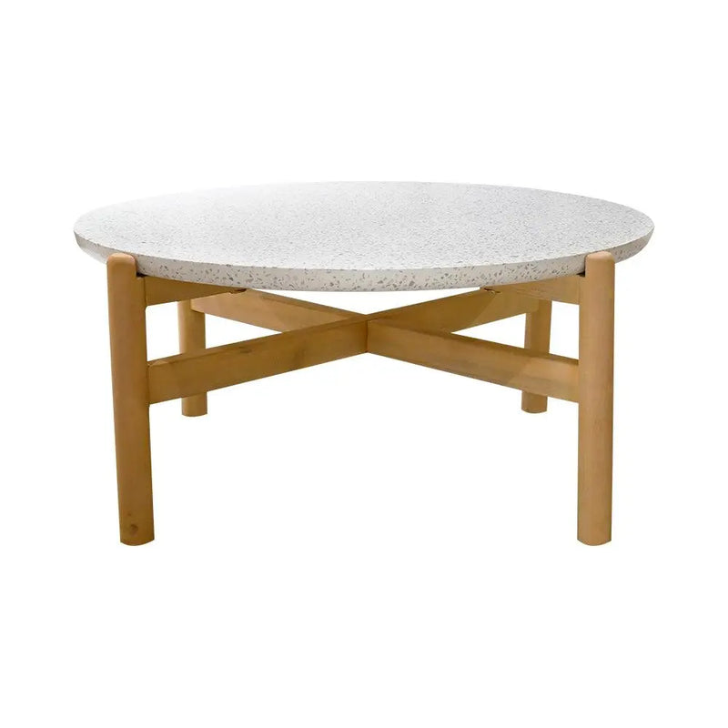 Cargue la imagen en el visor de la galería, Mesa De Centro Circular de Madera Acacia Color Blanco TALARA- HUC28202 CasaEaster