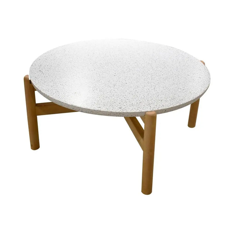 Cargue la imagen en el visor de la galería, Mesa De Centro Circular de Madera Acacia Color Blanco TALARA- HUC28202 CasaEaster