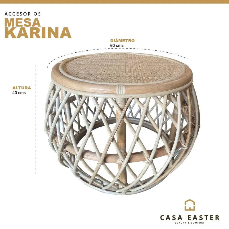 Cargue la imagen en el visor de la galería, Mesa De Centro Circular de Rattan Color Natural KARINA-33008 CasaEaster