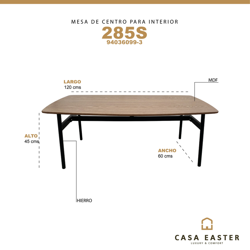 Cargue la imagen en el visor de la galería, Mesa De Centro Rectangular Color Negro Con Cafe-285S-94036099-3 CasaEaster
