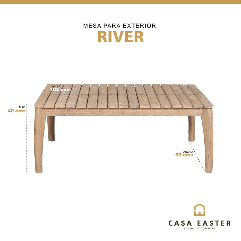 Cargue la imagen en el visor de la galería, Mesa De Centro Rectangular de Madera Acacia Color Natural RIVER- RVSR CasaEaster