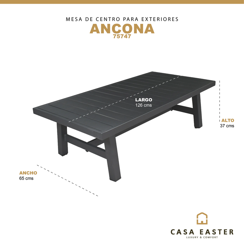 Cargue la imagen en el visor de la galería, Mesa De Centro de Aluminio Color Negra ANCONA-75747 CasaEaster