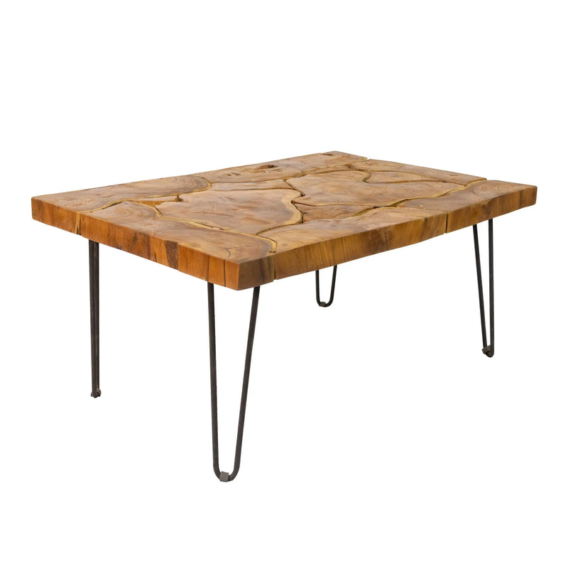 Cargue la imagen en el visor de la galería, Mesa De Centro Rectangular 1 M de Madera Teca Color Natural SLICES- 134179