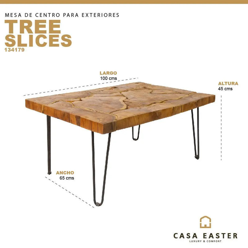 Cargue la imagen en el visor de la galería, Mesa De Centro Rectangular 1 M de Madera Teca Color Natural SLICES- 134179