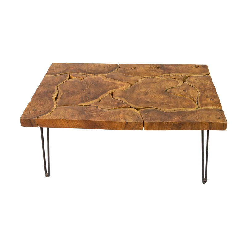 Cargue la imagen en el visor de la galería, Mesa De Centro Rectangular 1 M de Madera Teca Color Natural SLICES- 134179