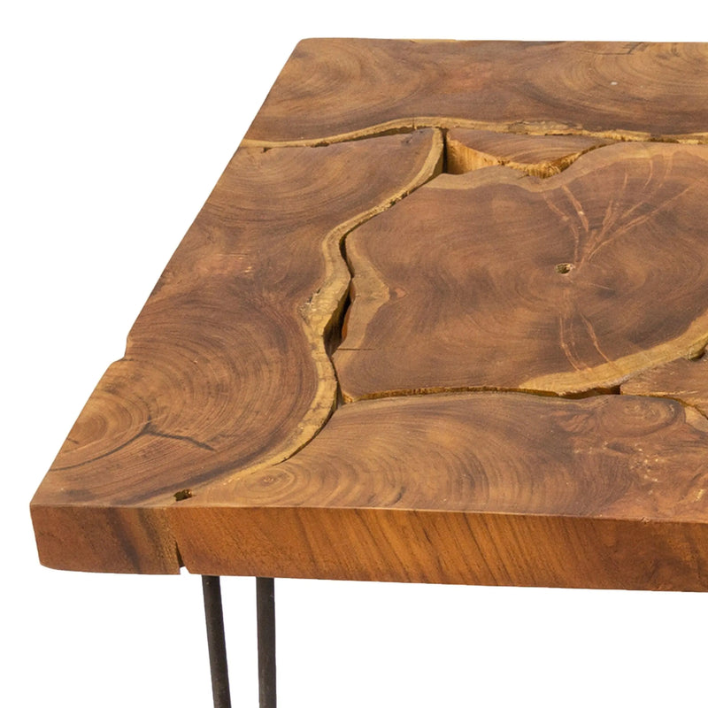 Cargue la imagen en el visor de la galería, Mesa De Centro Rectangular 1 M de Madera Teca Color Natural SLICES- 134179