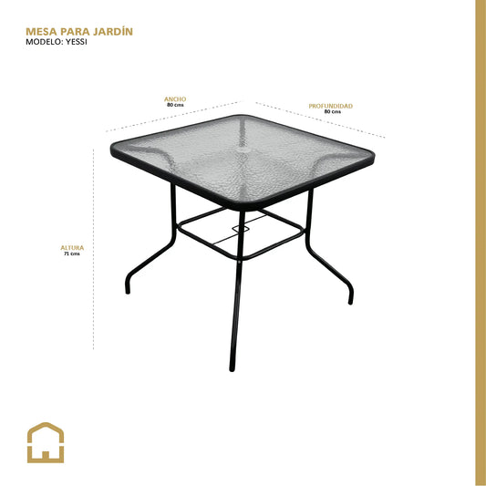 Mesa De Cristal cuadrada 80x80 para exterior e interior YESSI -SH1108