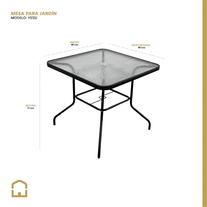 Cargue la imagen en el visor de la galería, Mesa De Cristal cuadrada 80x80 para exterior e interior YESSI -SH1108