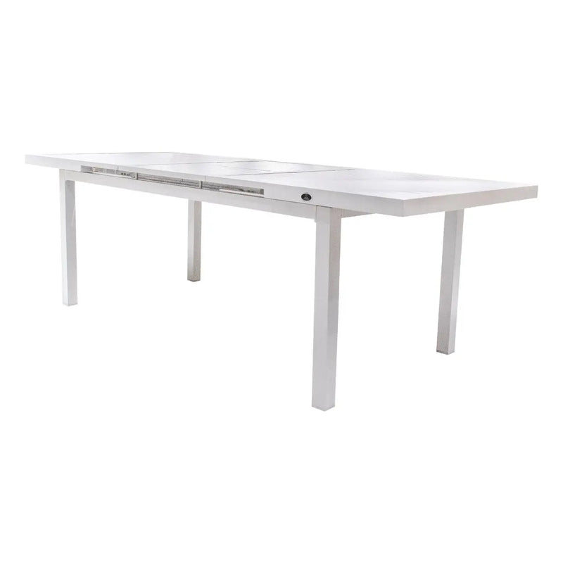 Cargue la imagen en el visor de la galería, Mesa Expandible de Comedor 1.8 M / 2.4 M para interior y exterior de Aluminio Color Blanco NIKOLA-MMWH