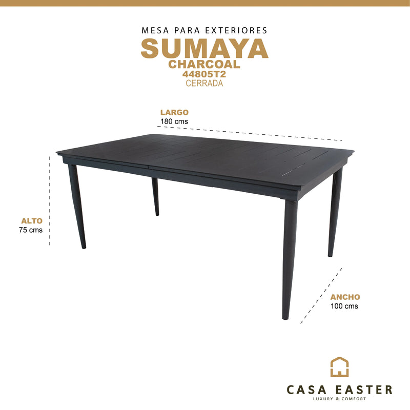 Cargue la imagen en el visor de la galería, Mesa Expandible de Comedor para interior y exterior de Aluminio Color Carbon SUMAYA- 44805T2 CasaEaster
