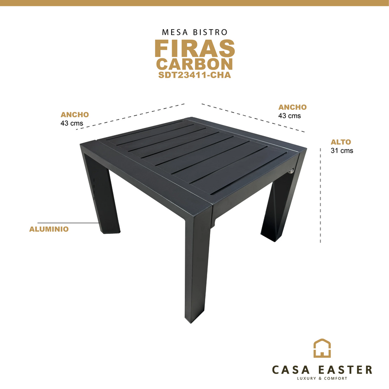 Cargue la imagen en el visor de la galería, Mesa bistro color Carbon Firas - SDT23411-CHA CasaEaster