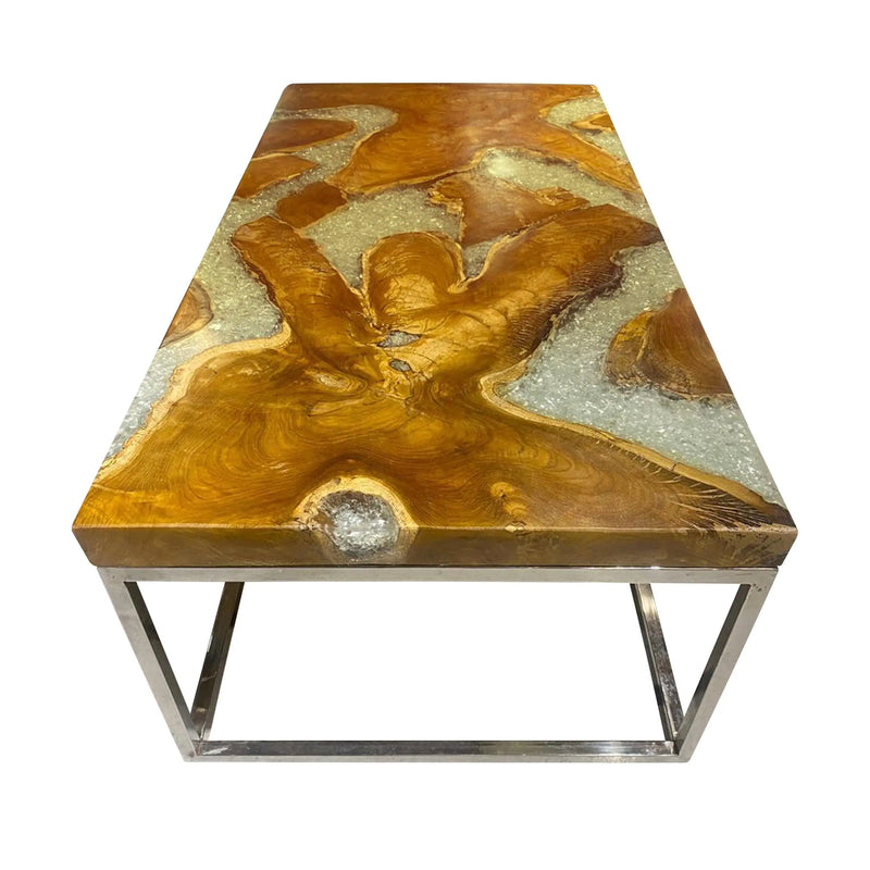 Cargue la imagen en el visor de la galería, Mesa de Centro Madera Teca PAPILLON-134292 CasaEaster