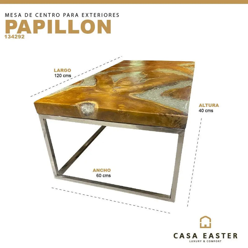 Cargue la imagen en el visor de la galería, Mesa de Centro Madera Teca PAPILLON-134292 CasaEaster