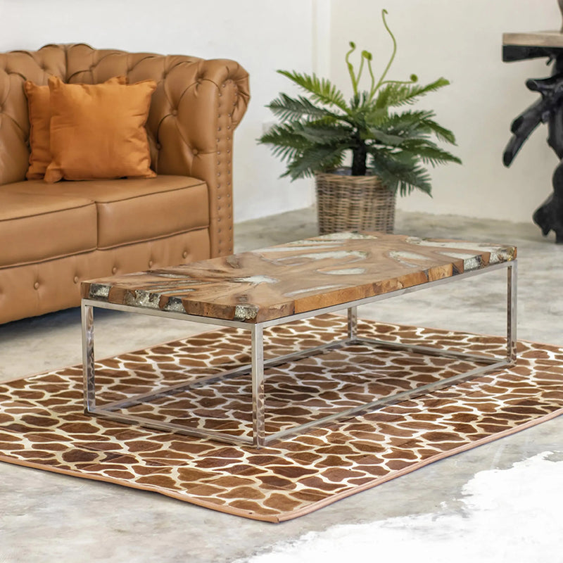 Cargue la imagen en el visor de la galería, Mesa de Centro Madera Teca PAPILLON-134292 CasaEaster