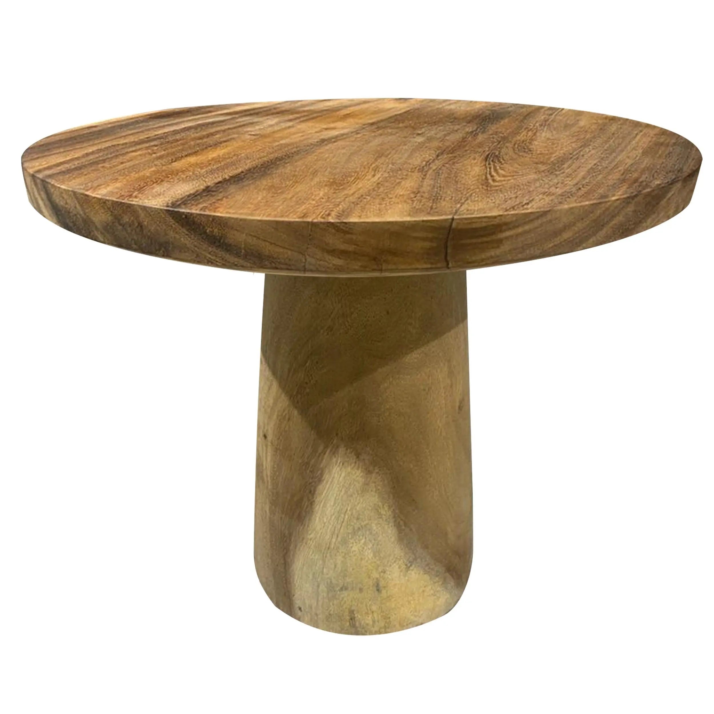 Mesa de centro redonda en madera de teca reciclada y metal