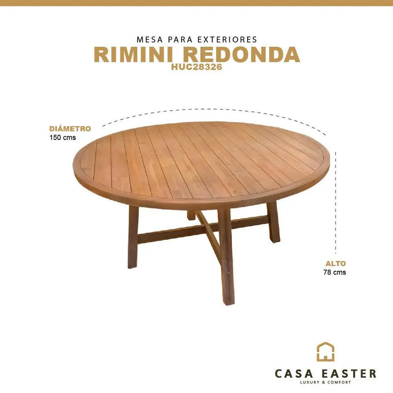 Cargue la imagen en el visor de la galería, Mesa de Comedor De Madera Teca Redonda 1.5 M Color Natural RIMINI-HUC207-1