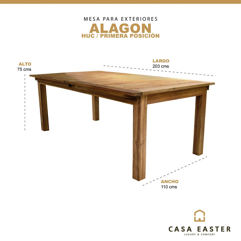 Cargue la imagen en el visor de la galería, Mesa de Comedor Rectangular 2.03 M de Madera Acacia Color natural ALAGON -HUC