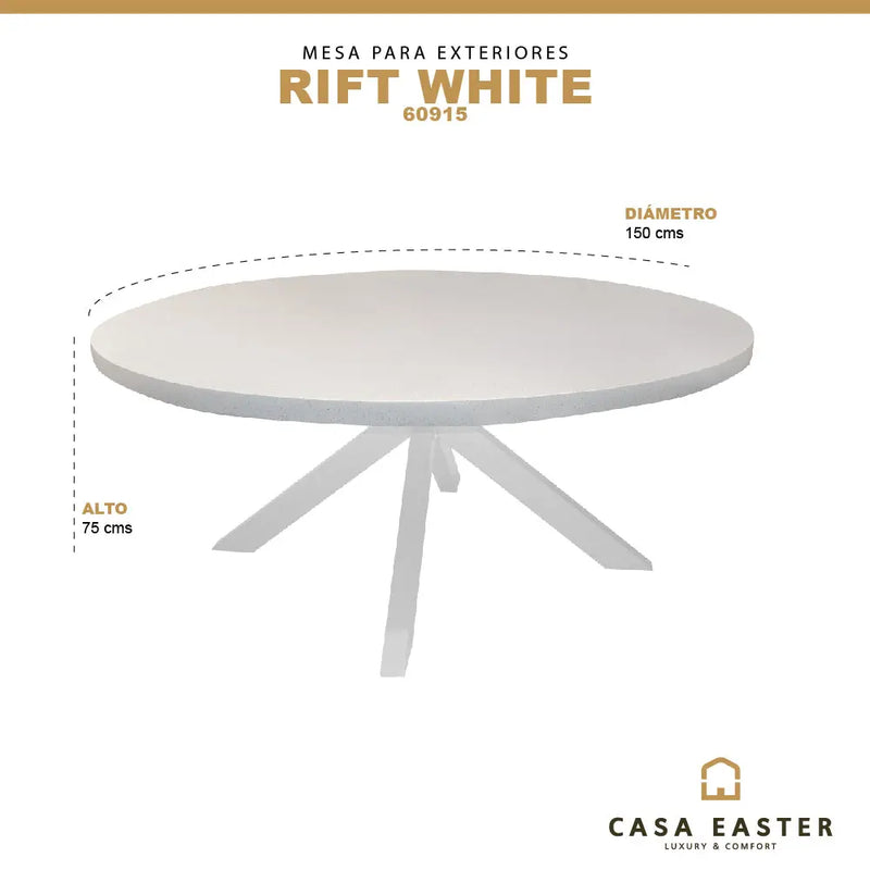 Cargue la imagen en el visor de la galería, Mesa de Comedor para exterior estilo redonda Color Blanco RIFT- 60915 CasaEaster