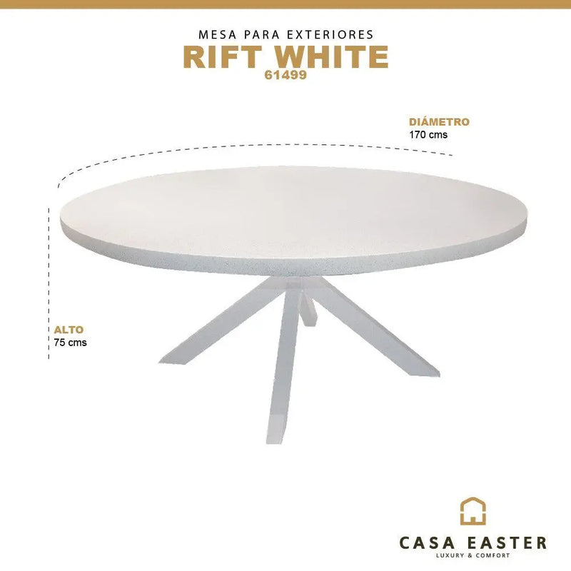 Cargue la imagen en el visor de la galería, Mesa de Comedor Redonda 1.7 M para exterior estilo redonda Color Blanco RIFT- 61499