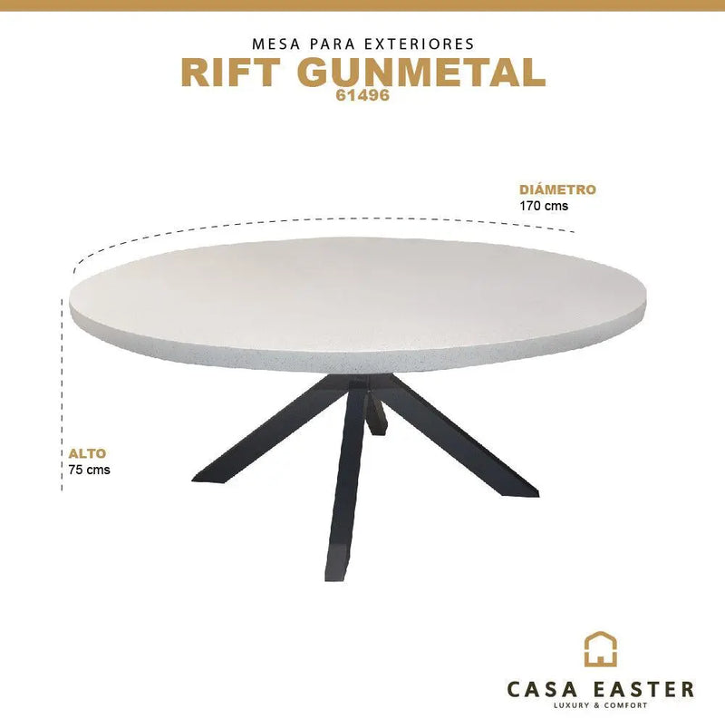 Cargue la imagen en el visor de la galería, Mesa de Comedor Redonda 1.7 M para exterior estilo redonda Color Bronce RIFT-61496
