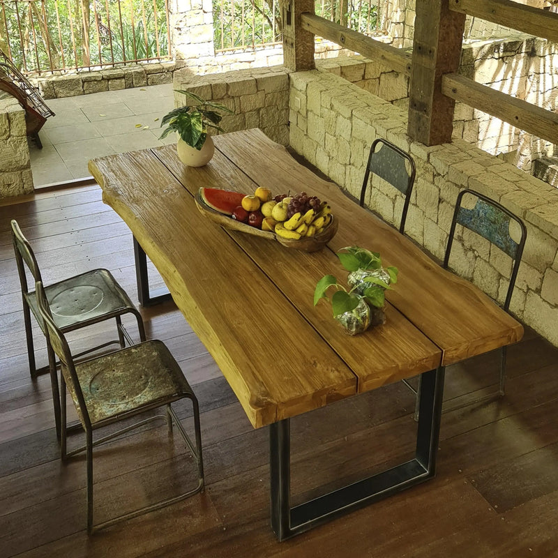 Cargue la imagen en el visor de la galería, Mesa de Comedor Rectangular 3 M para interior y exterior De Madera Teca Color Natural LYON -801753