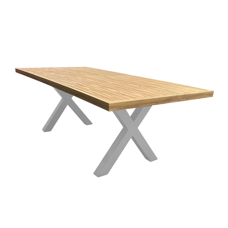 Cargue la imagen en el visor de la galería, Mesa de Comedor Rectangular 2.2 M para interior y exterior de Aluminio Color Blanco EMILIE-75688