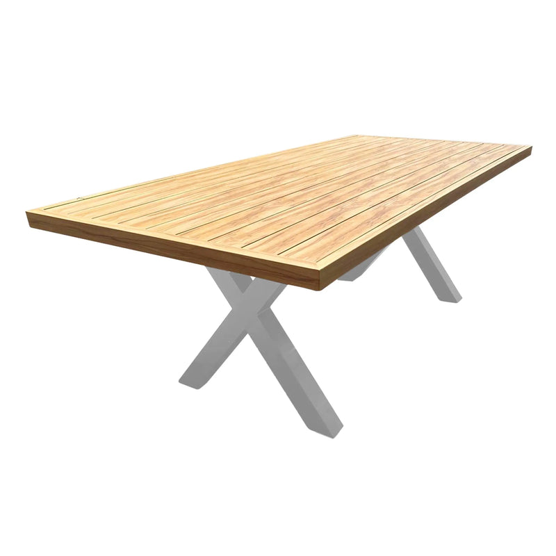 Cargue la imagen en el visor de la galería, Mesa de Comedor Rectangular 2.2 M para interior y exterior de Aluminio Color Blanco EMILIE-75688