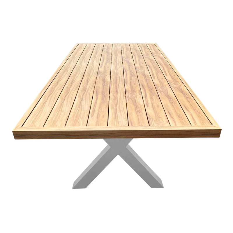 Cargue la imagen en el visor de la galería, Mesa de Comedor Rectangular 2.2 M para interior y exterior de Aluminio Color Blanco EMILIE-75688