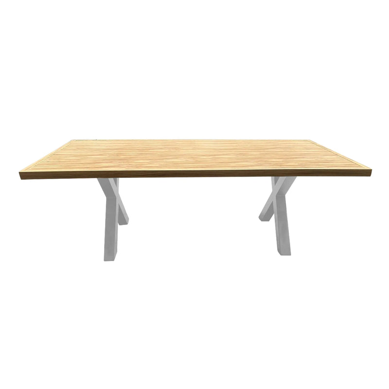 Cargue la imagen en el visor de la galería, Mesa de Comedor Rectangular 2.2 M para interior y exterior de Aluminio Color Blanco EMILIE-75688