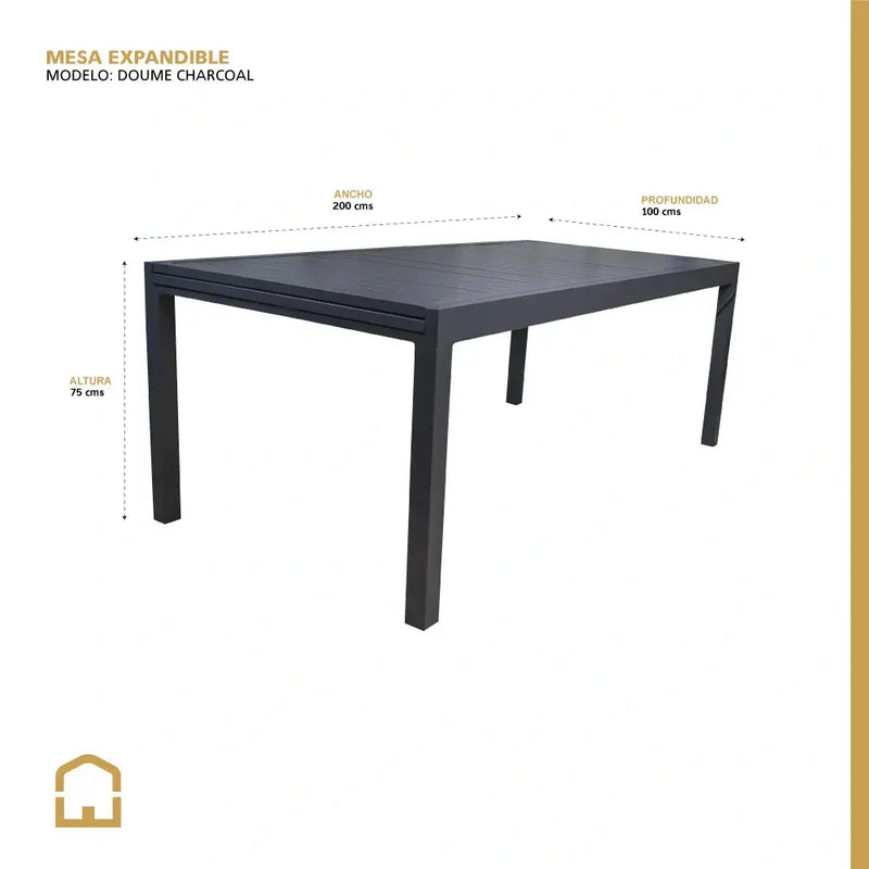 Cargue la imagen en el visor de la galería, Mesa de Comedor Expandible 2 M / 3.2 M para interior y exterior de Aluminio Color Carbon DOUME -SDT09305-CH
