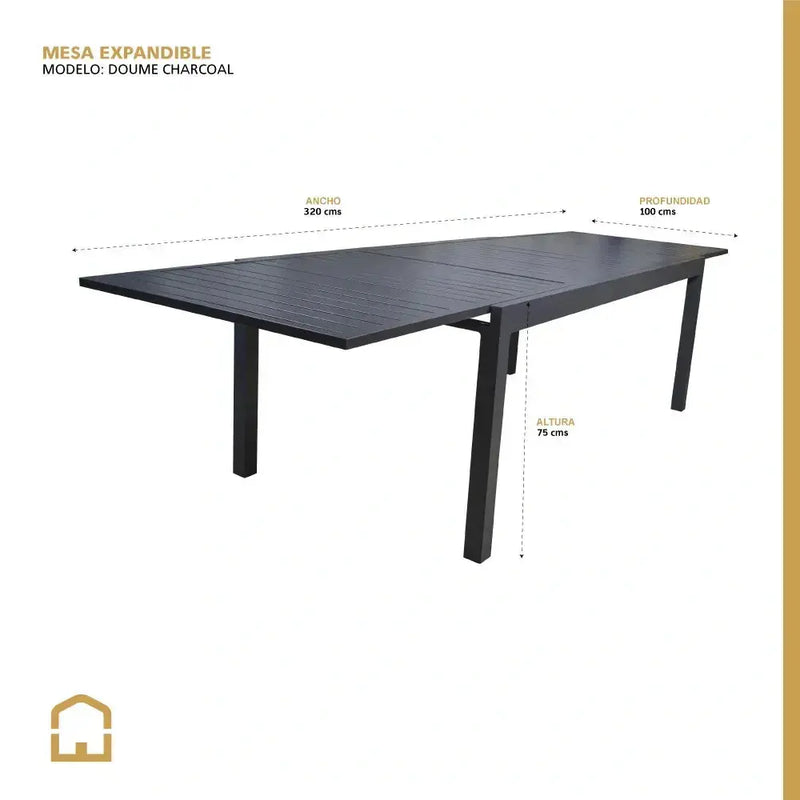 Cargue la imagen en el visor de la galería, Mesa de Comedor para interior y exterior de Aluminio Color Carbon DOUME -HLT CasaEaster