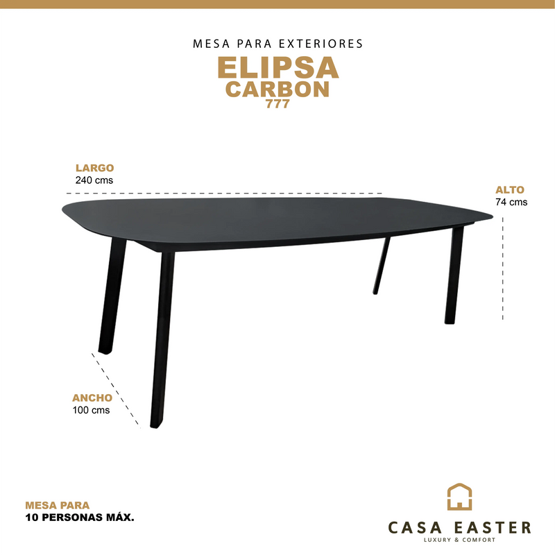 Cargue la imagen en el visor de la galería, Mesa de Comedor para interior y exterior de Aluminio Color Carbon ELIPSA-777 CasaEaster