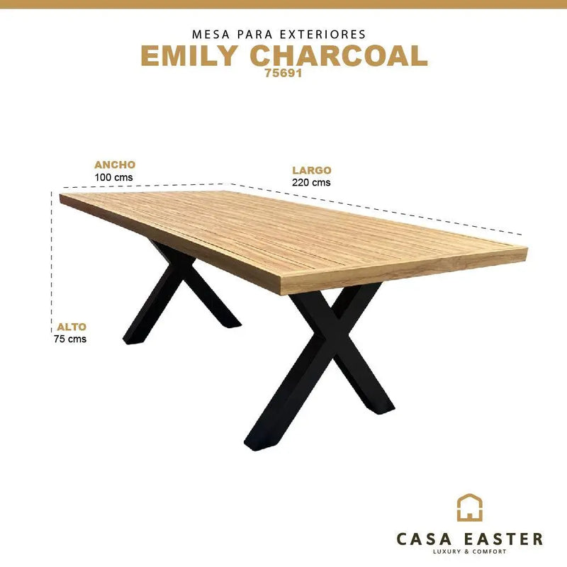 Cargue la imagen en el visor de la galería, Mesa de Comedor Rectangular 2.2 M para interior y exterior de Aluminio Color Carbon EMILIE-75691