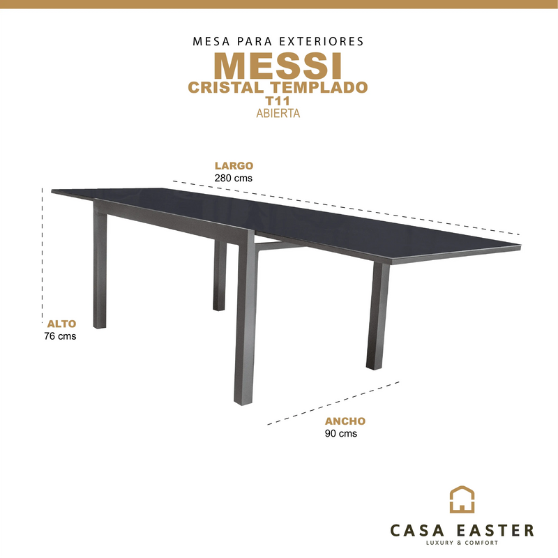 Cargue la imagen en el visor de la galería, Mesa de Comedor para interior y exterior de Aluminio Color Carbon MESSI- T11 CasaEaster