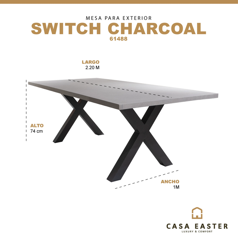 Cargue la imagen en el visor de la galería, Mesa de Comedor para interior y exterior de Aluminio Color Carbon SWITCH- 61488 CasaEaster