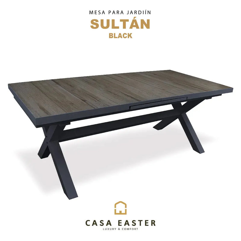 Cargue la imagen en el visor de la galería, Mesa de Comedor para interior y exterior de Aluminio Color Negro SULTAN-44653T2-C CasaEaster