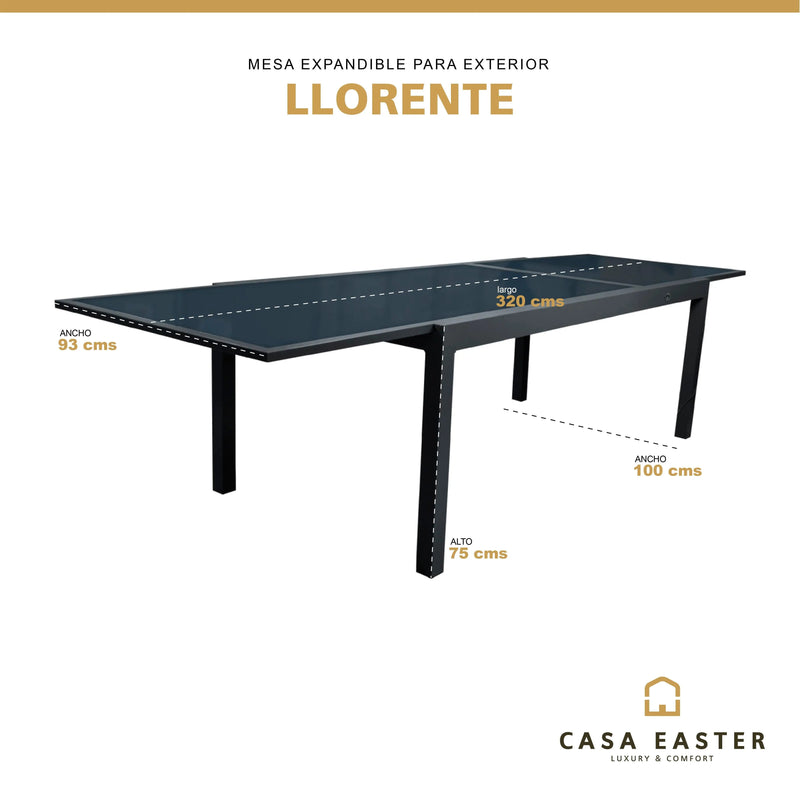 Cargue la imagen en el visor de la galería, Mesa de Comedor Expandible 2 M / 3.2 M para interior y exterior de Aluminio LLORENTE-HL1