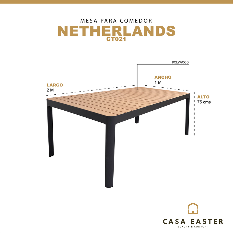 Cargue la imagen en el visor de la galería, Mesa de Comedor para interior y exterior de Aluminio y Polywood NETHERLANDS-CT021 CasaEaster