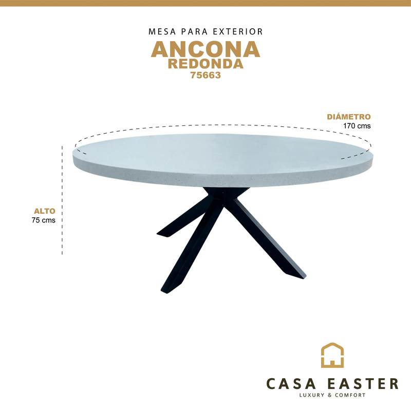Cargue la imagen en el visor de la galería, Mesa de Comedor para interior y exterior estilo redonda Color Blanco ANCONA- 75663 CasaEaster