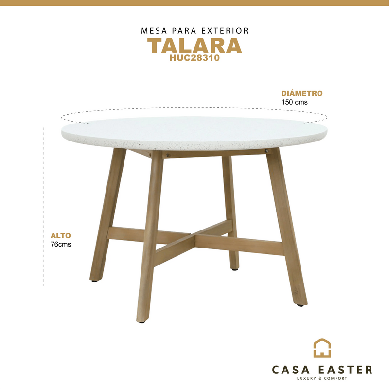 Cargue la imagen en el visor de la galería, Mesa de Comedor para interior y exterior estilo redonda Color Blanco TALARA-HUC28310 CasaEaster