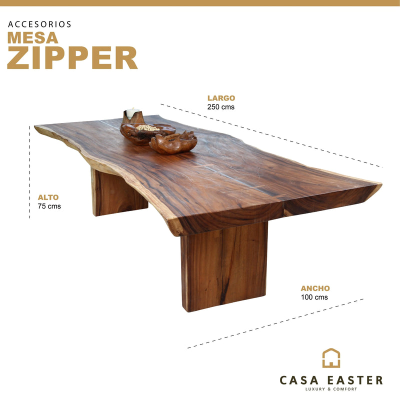 Cargue la imagen en el visor de la galería, Mesa de Comer Rectangular 2.5 M para Interior Color Natural ZIPPER-130988.02