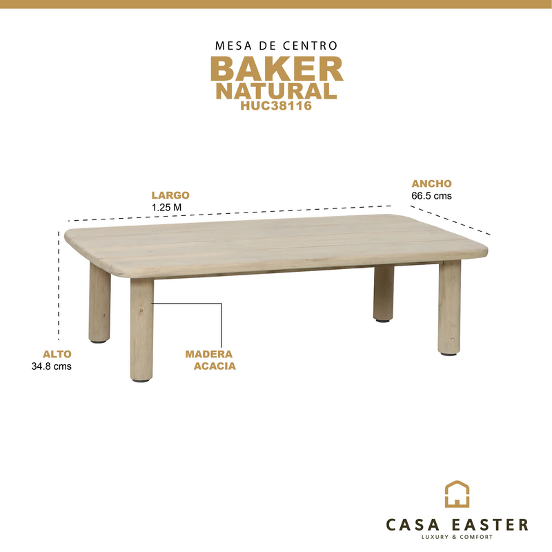 Cargue la imagen en el visor de la galería, Mesa de centro madera Baker - HUC38116 CasaEaster