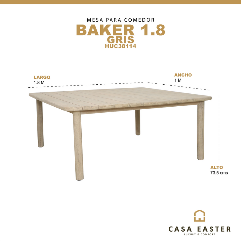 Cargue la imagen en el visor de la galería, Mesa de comedor Baker 1.80*100 Gris claro - HUC38114 CasaEaster