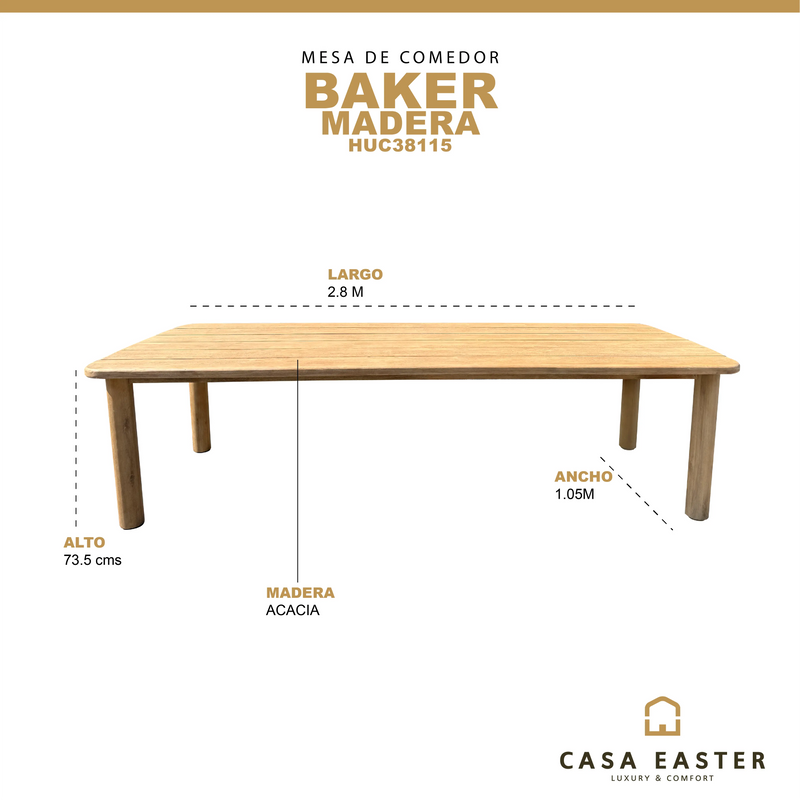 Cargue la imagen en el visor de la galería, Mesa de comedor Baker 2.80*105 Gris claro - HUC38115 CasaEaster