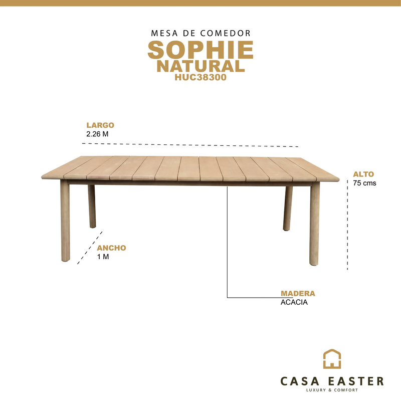 Cargue la imagen en el visor de la galería, Mesa para Comedor 2.26x1 de Madera SOPHIE - HUC38300