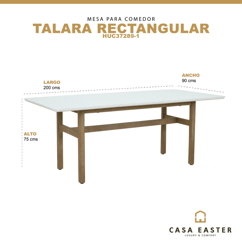 Cargue la imagen en el visor de la galería, Mesa para Comedor Rectangular de Madera Teca Color Blnaca TALARA - HUC37289-1 CasaEaster
