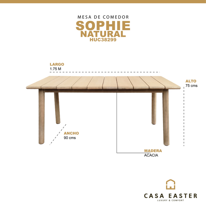 Cargue la imagen en el visor de la galería, Mesa para comedor de Madera 1.75x90 SOPHIE - HUC38299 CasaEaster