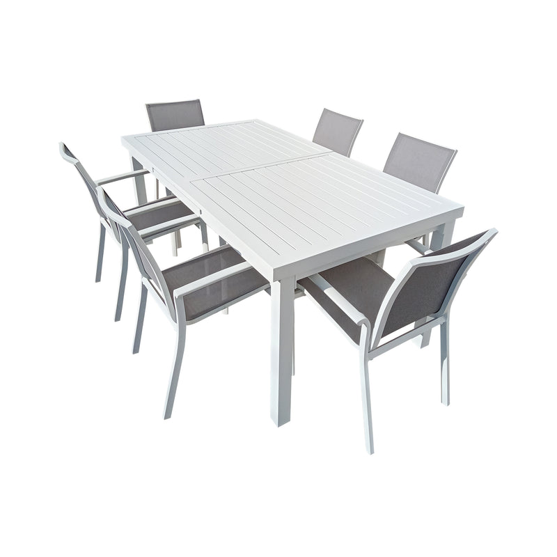 Cargue la imagen en el visor de la galería, Comedor Nikola blanca + 6 sillas koshem blancas